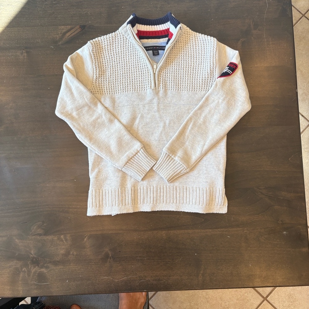 Tommy Hilfiger Cream Quarter-Zip Kids Sweater